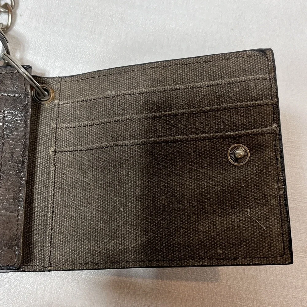 VTG Silver Jeans Bikers Tri-fold Wallet w/chain  RARE